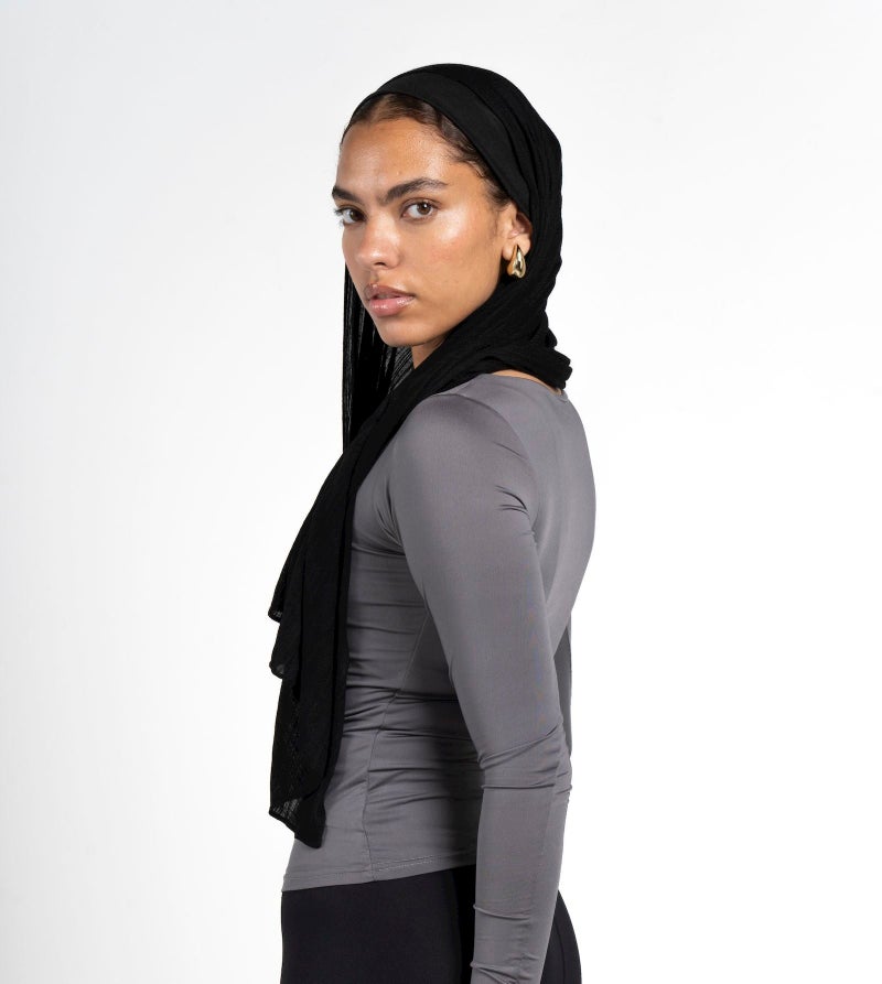 Beyond Women's Charcoal Grey Boat neck long sleeve top - Image 3